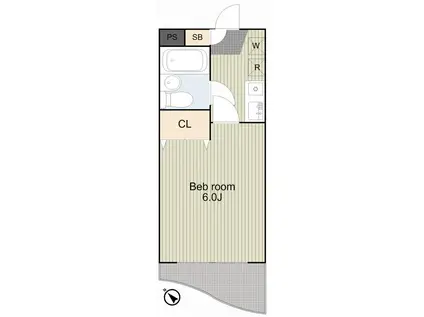 PAL COURT KURETAKE(1K/2階)の間取り写真