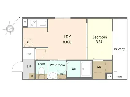 川内亀岡町アパート(1LDK/1階)の間取り写真