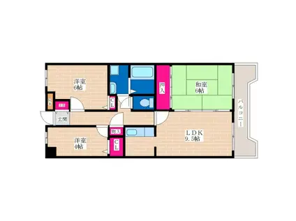 プラムガーデンハイツ(3LDK/4階)の間取り写真