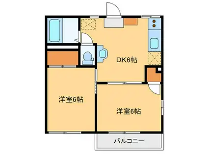 ヴィラパストラルA(2DK/2階)の間取り写真