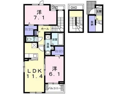 アンフィニ ルミエールI(2LDK/3階)の間取り写真