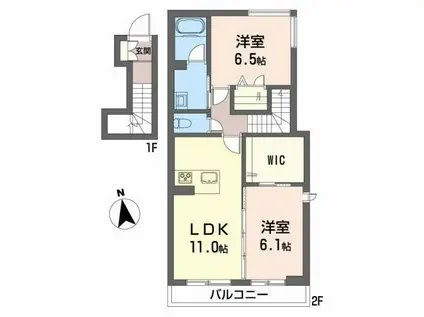 クオレール佐久平(2LDK/2階)の間取り写真