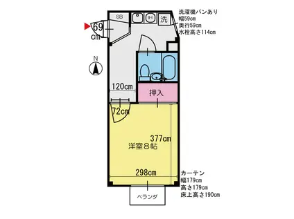 シャポニー五福(1K/2階)の間取り写真