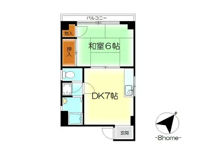 中川ビル(1DK/3階)の間取り写真