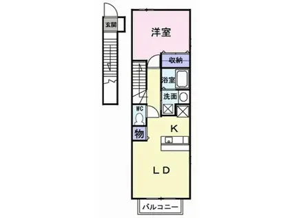 ラ・カーサ・ミーア(1LDK/2階)の間取り写真