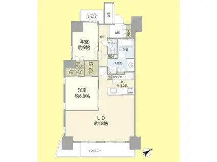 ザ・プレミアスカイ品川中延(2LDK/14階)の間取り写真