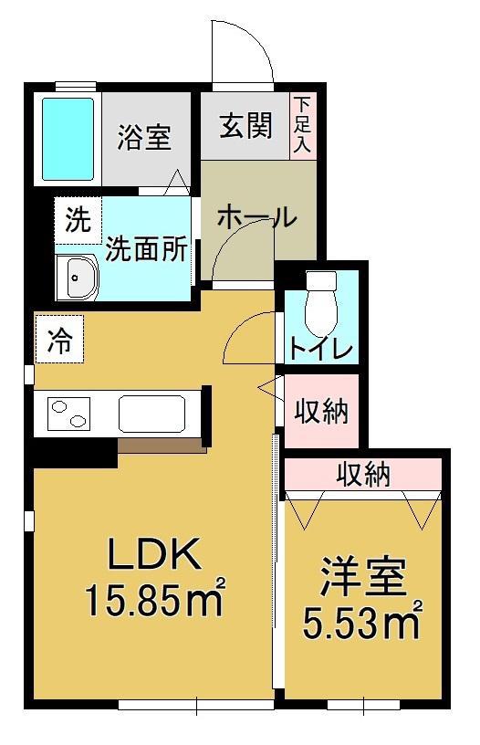 ESPOIR(1LDK/1階)の間取り写真