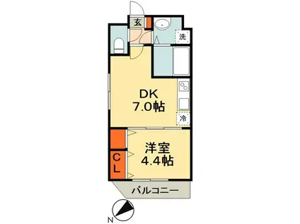 FOREST M23(1DK/4階)の間取り写真