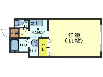 アールズフラット3(1K/3階)の間取り写真