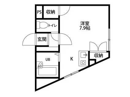 シュタットハウス(ワンルーム/2階)の間取り写真