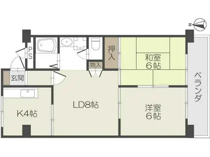 中津ハイツ78(2LDK/4階)の間取り写真