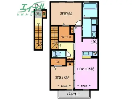 ウィステリア コート(2LDK/2階)の間取り写真