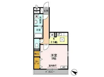 グラッサ新広(1K/1階)の間取り写真