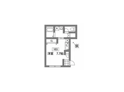 東急池上線 久が原駅 徒歩5分 3月中旬入居可 独立台有 収納有(ワンルーム/1階)の間取り写真