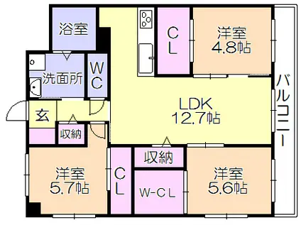 NANA THE STYLE NISHIKOKUB(3LDK/7階)の間取り写真