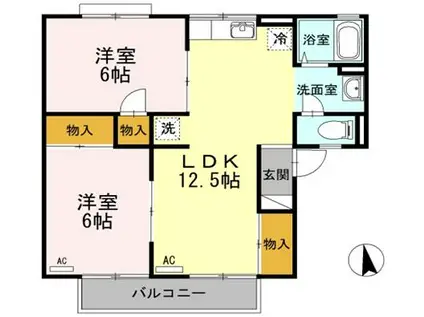 グランハイツ屋島(2LDK/1階)の間取り写真