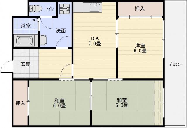 サンメイト2(3DK/3階)の間取り写真