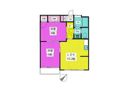 オーユーパレス東岩槻(2LDK/2階)の間取り写真