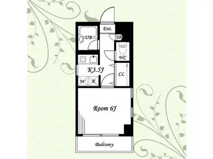 モアリッシェル多摩ニュータウン(1K/2階)の間取り写真