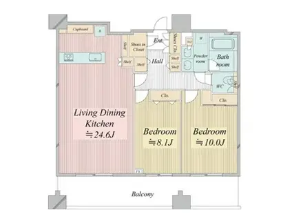 レジディア西麻布 10階(2LDK/10階)の間取り写真