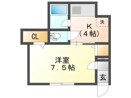 コーポお鷹の道(1K/1階)の間取り写真