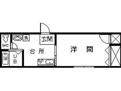 ラ・ドリームII(1K/2階)の間取り写真
