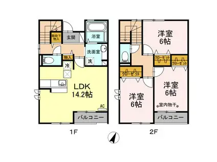 グランコートIII(3LDK/2階)の間取り写真