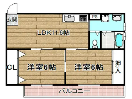 木下第1マンション(2LDK/3階)の間取り写真