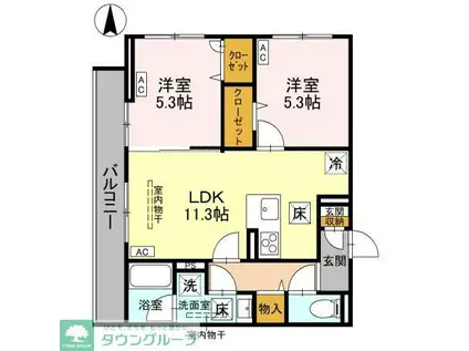 エリシアガーデン(2LDK/1階)の間取り写真