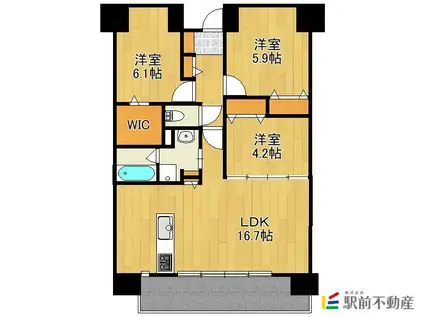 プライムメゾン照葉クロススタイル(3LDK/7階)の間取り写真