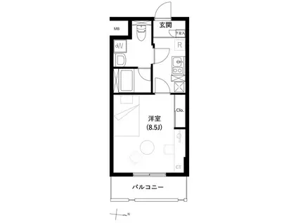 ACCESS湘南平塚(1K/13階)の間取り写真
