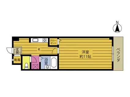 エンゼルハイツ楼苑(1K/6階)の間取り写真