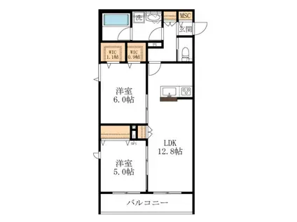 ラ カーザ ドルチェ(2LDK/3階)の間取り写真