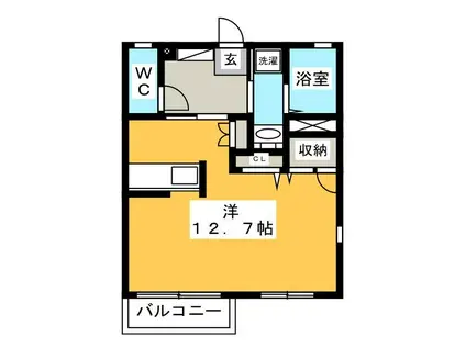 フィール@ホーム(ワンルーム/2階)の間取り写真