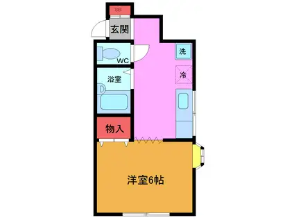 ハイツ庭(1K/2階)の間取り写真