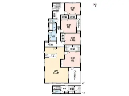 リーブルファイン相模町(4LDK/2階)の間取り写真