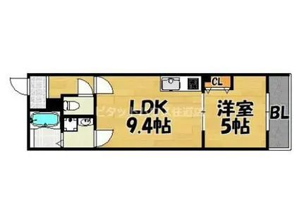 MARK VILLA 放出 I(1LDK/1階)の間取り写真