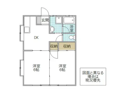 モン・セジュール E棟(2DK/2階)の間取り写真