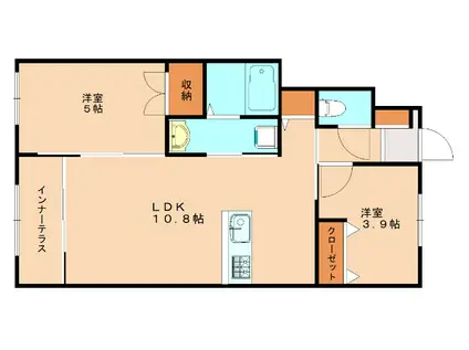ラコッリーナ(2LDK/1階)の間取り写真