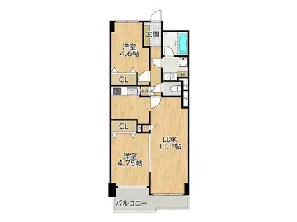 湯島サマリヤマンション(2LDK/3階)の間取り写真