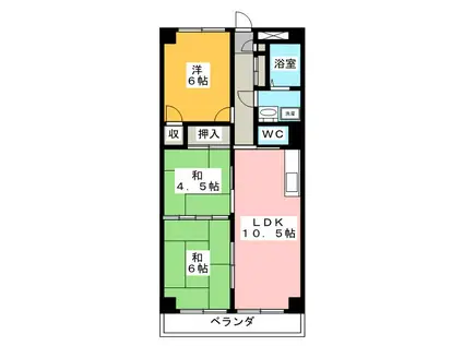 ニューウェル(3LDK/4階)の間取り写真