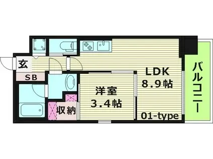 アーバネックス京橋(1LDK/9階)の間取り写真