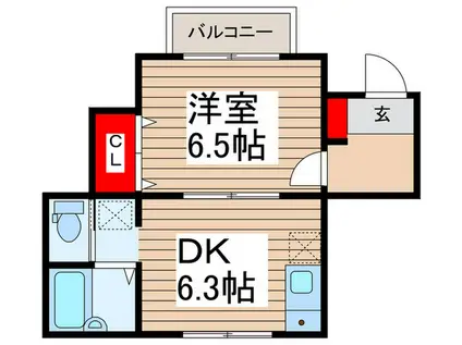 アミティエ(1DK/1階)の間取り写真