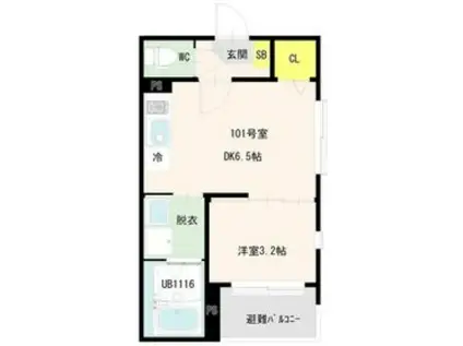 ハーモニーテラス宮城野(1DK/1階)の間取り写真