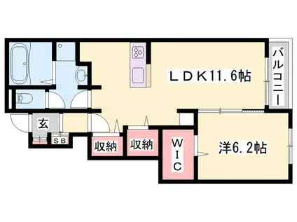 ラ グラン ヴィーダ 赤穂II(1LDK/1階)の間取り写真