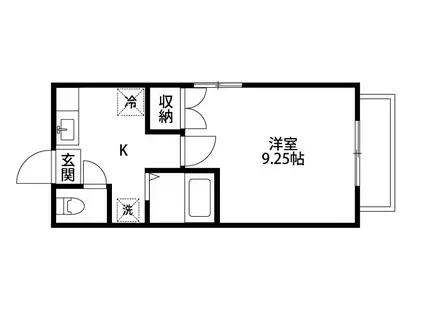 サンセリテ B(1K/2階)の間取り写真