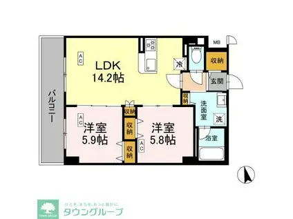 カスタリア西船橋II(2LDK/3階)の間取り写真