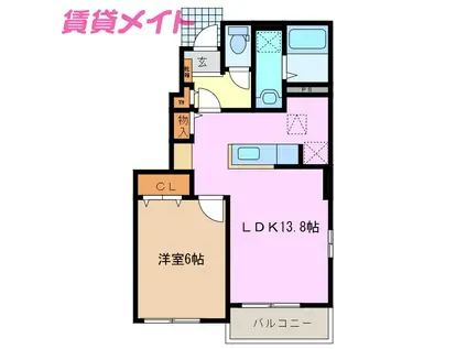 フォーチュネイト ビレッジ A(1LDK/1階)の間取り写真