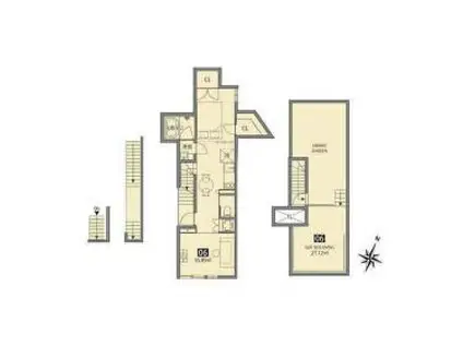 駒込テラス(2DK/1階)の間取り写真