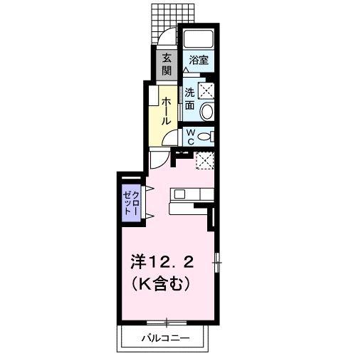 ヴァンヴェールA(ワンルーム/1階)の間取り写真